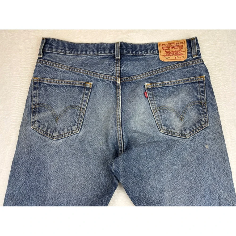 Levi's 505 Men's 36x30 Vintage **Tag Verified w/pics** jeans Distress Blue Denim